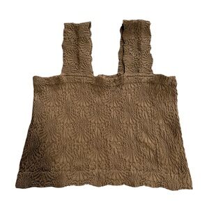 Aura Brown Smocked Sleeveless Crop Top
